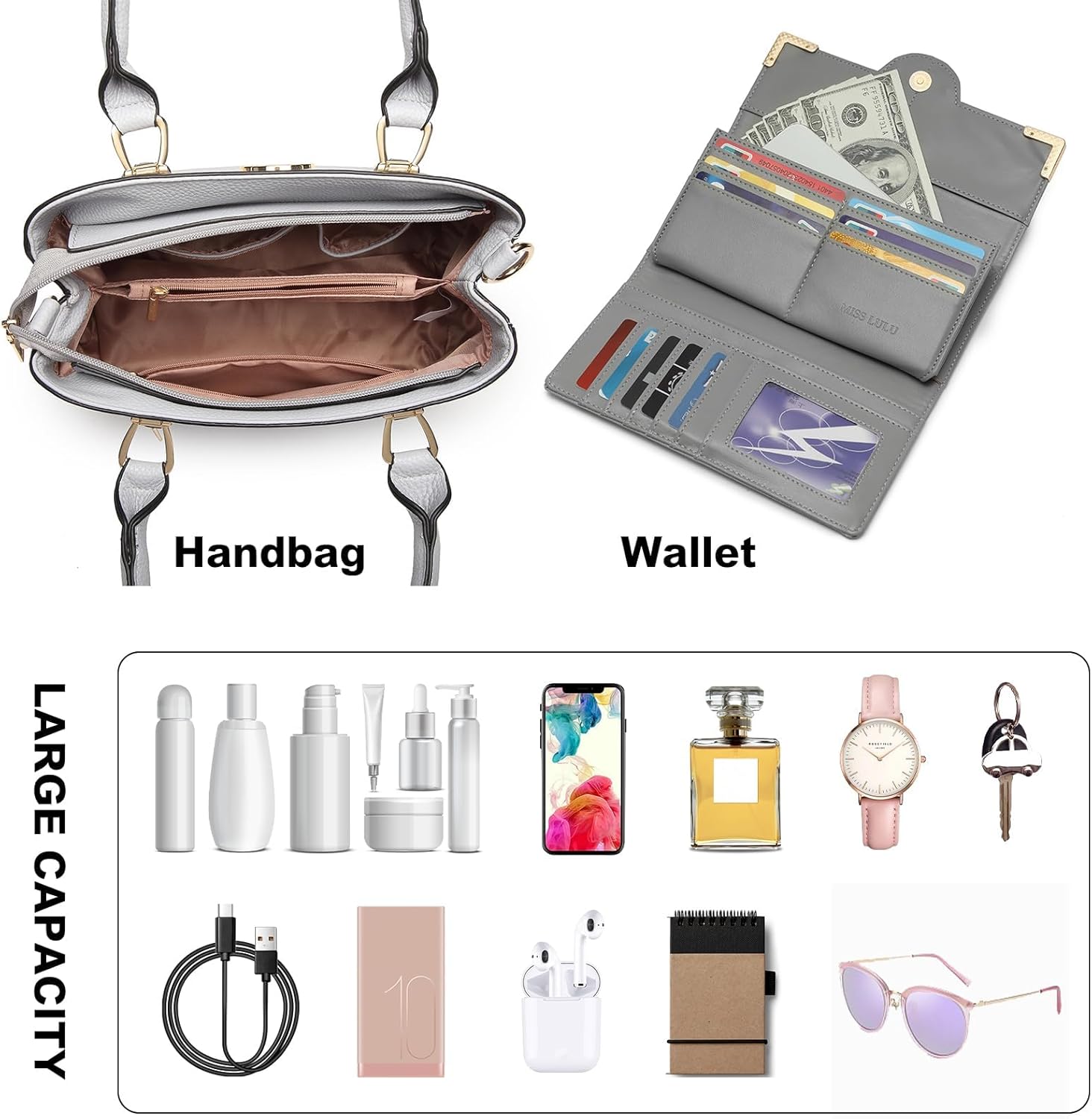 Miss Lulu Handbags for Women, Womens Top Handle Bag